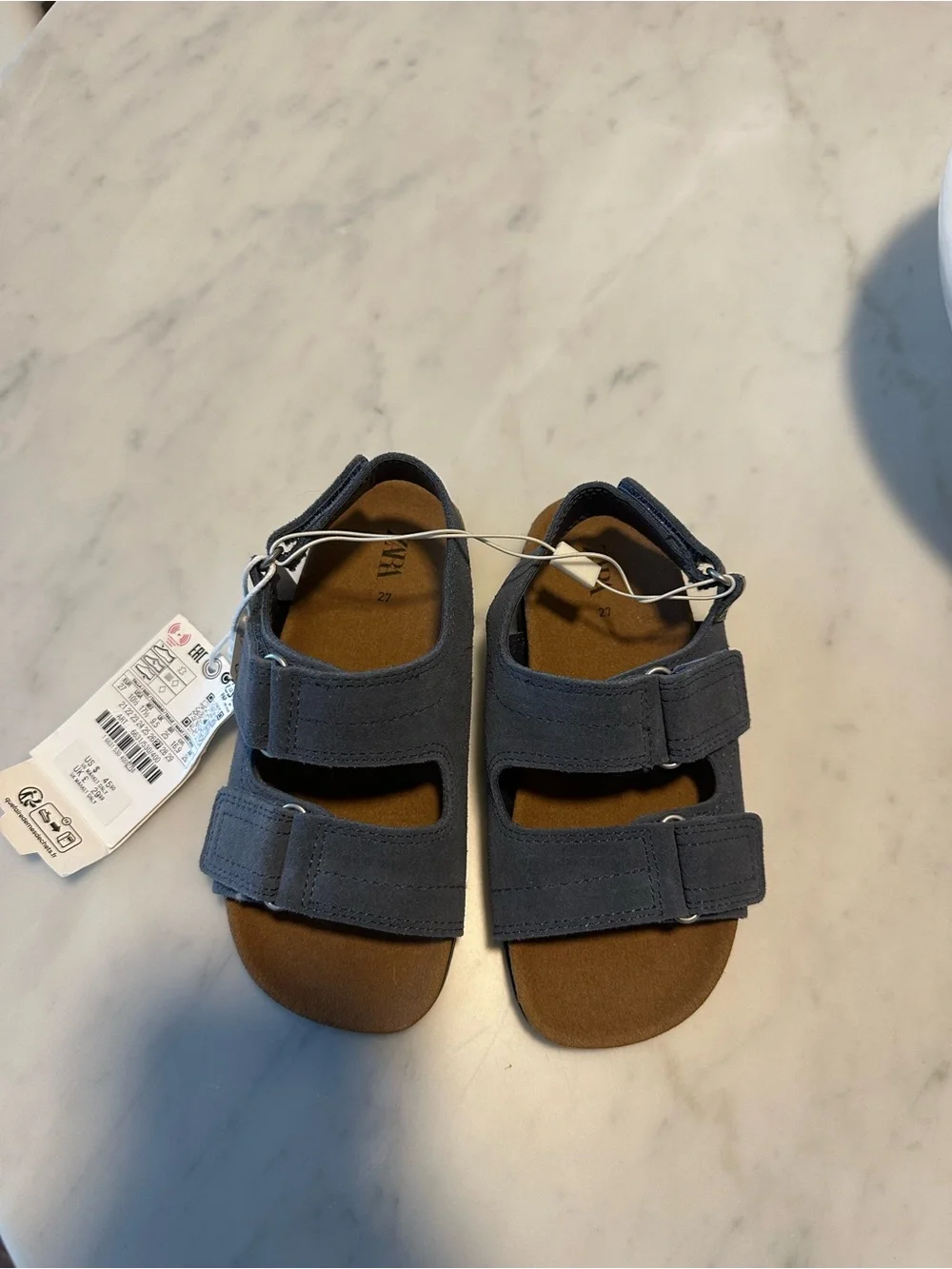 NEW Zara Kids Suede Adjustable Sandals, Unisex, Toddler size 10.5
